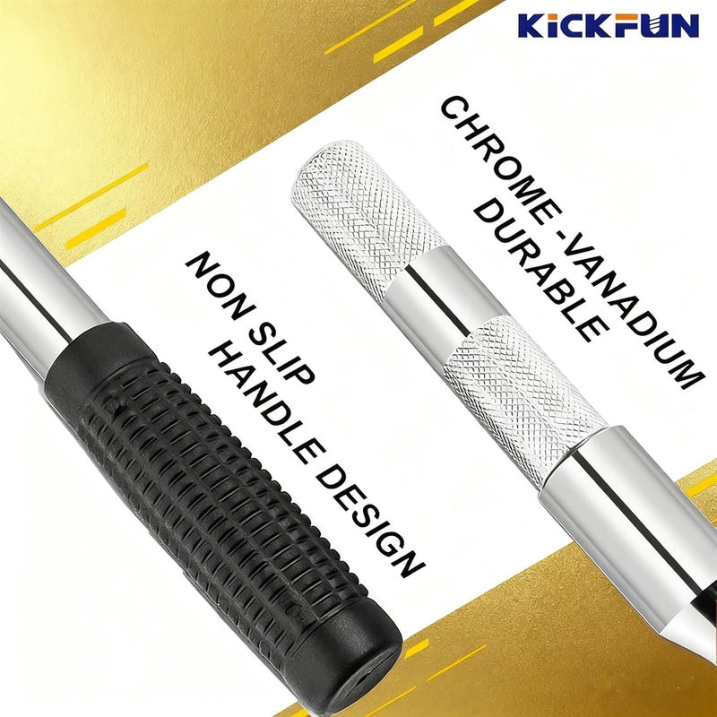 KickFun مفتاح صمولة عالمي (17 مم، 19 مم، 21 مم و 23 مم) لبراغي عجلات السيارات لتوفير الجهد في إزالة الإطارات (25 بوصة جديدة) - Image 3